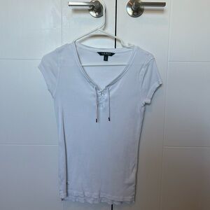 Ralph Lauren Women's White Lace Up T-shirt Top
